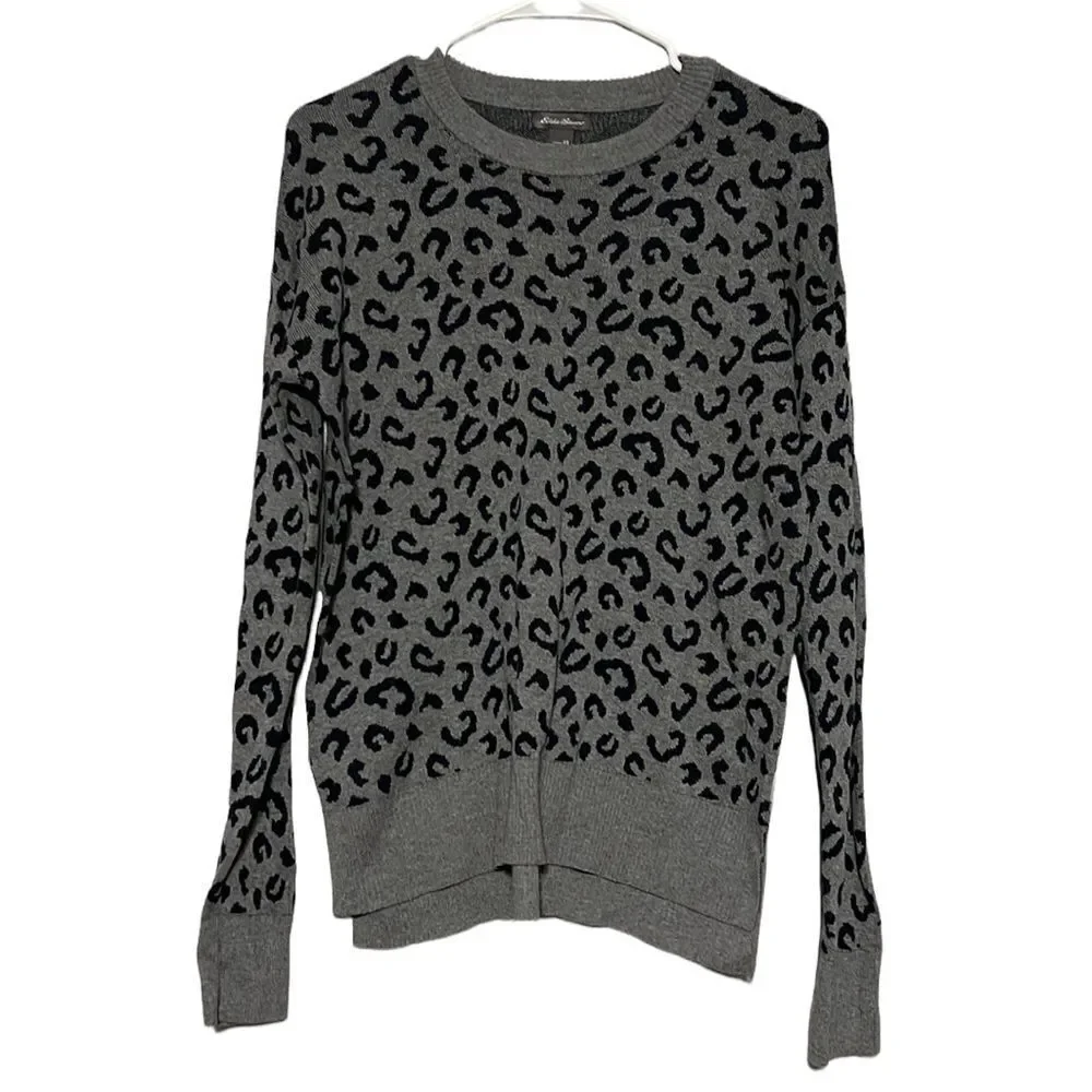 Leopard Sweater Woman’s Size XS Eddie Bauer Animal Print Pullover Knit Cozy